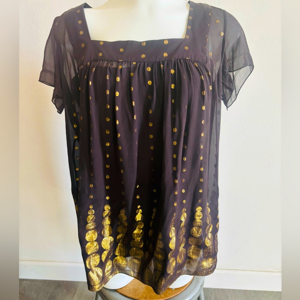 DKNYC Brown Metallic Top